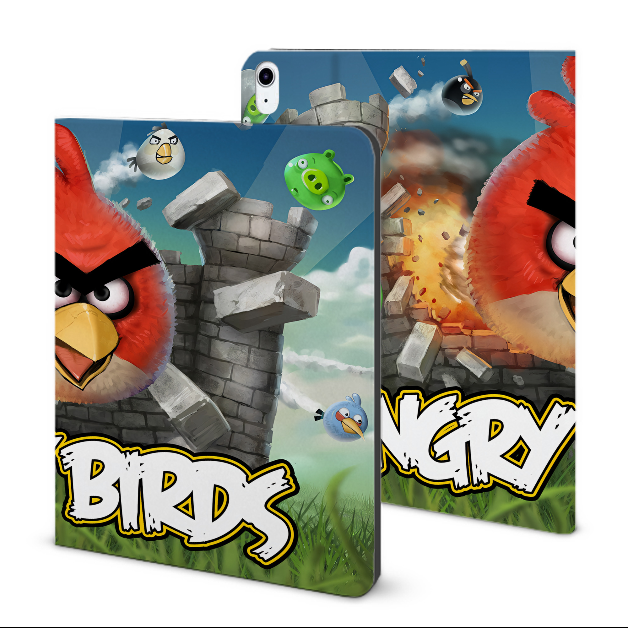 （画像用） Angry Birds アングリーバード IPad ケース ブック型 PUレザー TPU 耐衝撃 軽量 薄型 ペン収納なし 全面保護 IPad 各モデル対応